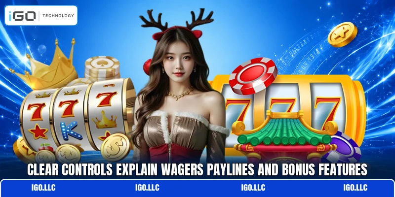 Clear controls explain wagers paylines and bonus features