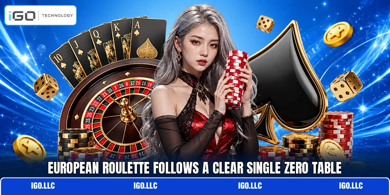 European Roulette follows a clear single zero table