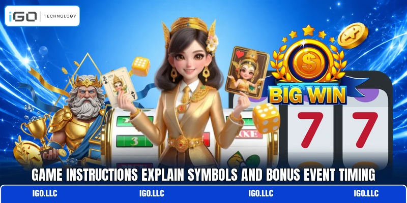 Game instructions explain symbols and bonus event timing