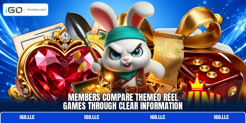 Members compare themed reel games through clear information