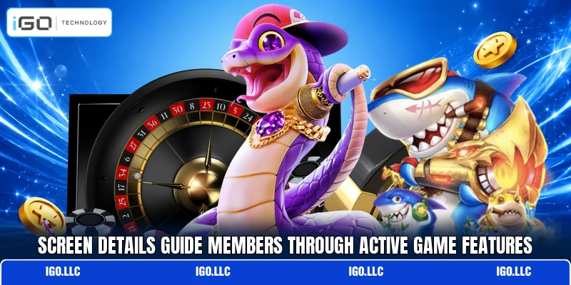 Screen details guide members through active game features