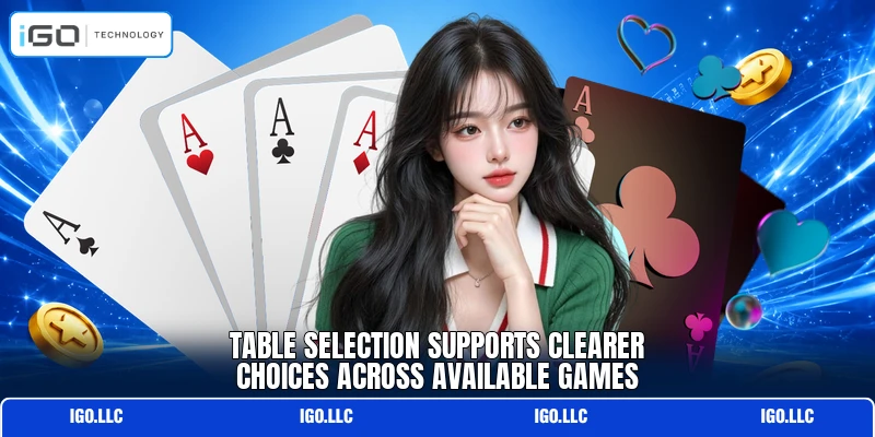 Table selection supports clearer choices across available games